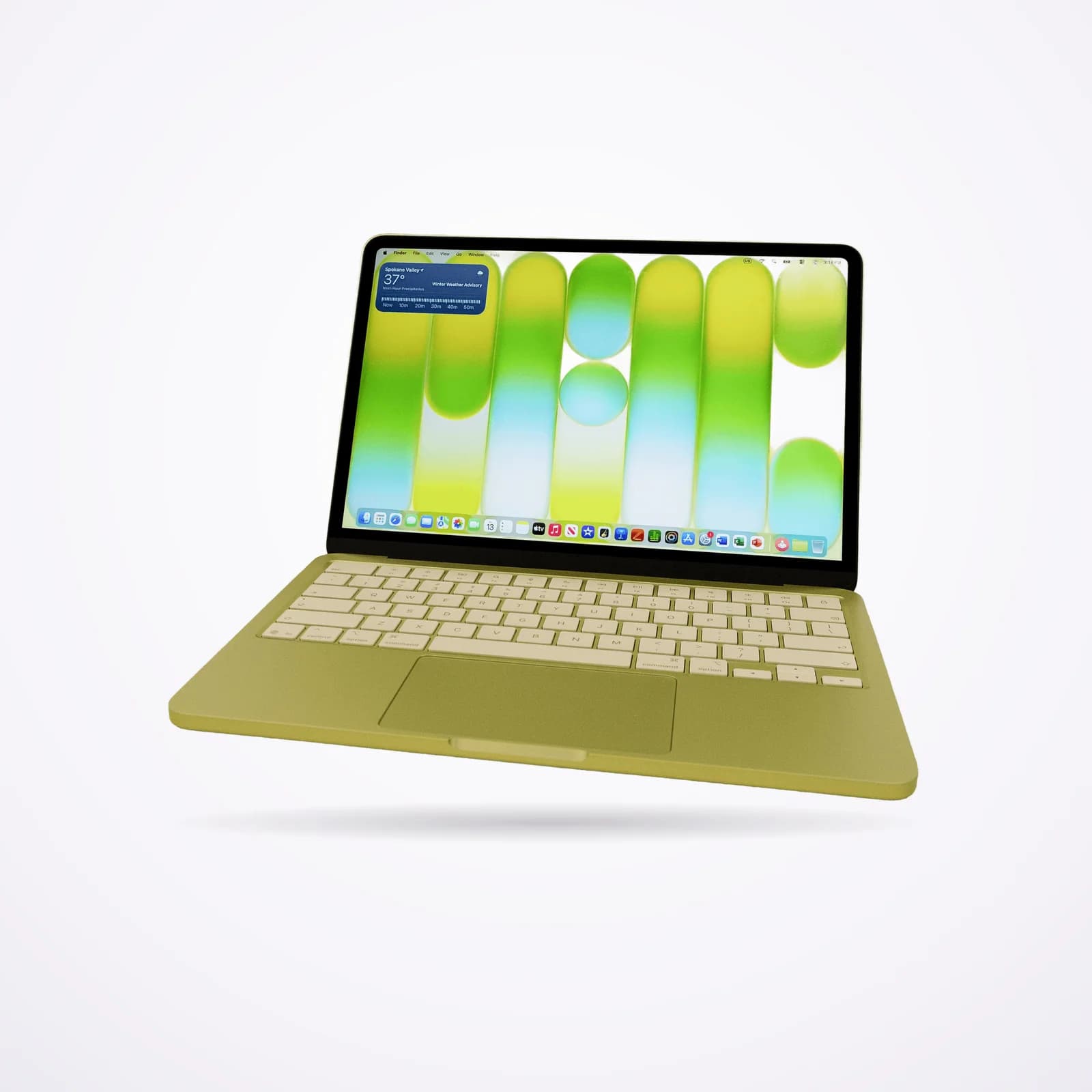 MacBook Neo en color amarillo cítrico, abierto
